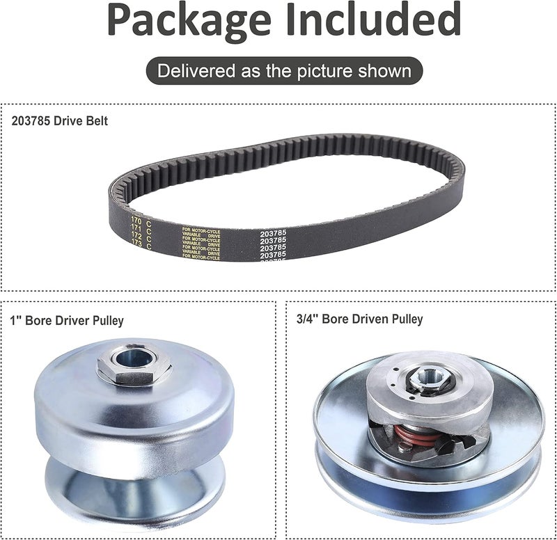 BATONECO 40 Series 1" Bore GO Kart CVT Torque Converter clutch kit, 1" Bore Driver Clutch + 3/4" Driven Clutch + 203785 Drive Belt Replaces Comet 40/44 Series for Mini Bike, Go Kart, Lawnmower - Image 5
